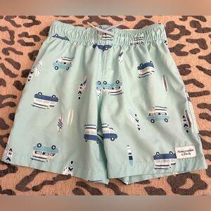 Abercrombie & Fitch Kids Aqua Swim Shorts with Navy Surf Van Print Size 7/8